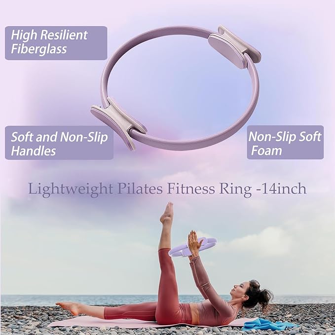 Pilates Essentials Kit for Women, Yoga Exercise Equipment Set for Home Workouts with Mini Ball, Resistance Bands, Sliding Disks & Accessories - Fitness Set for Yoga & Pilates Beginners
