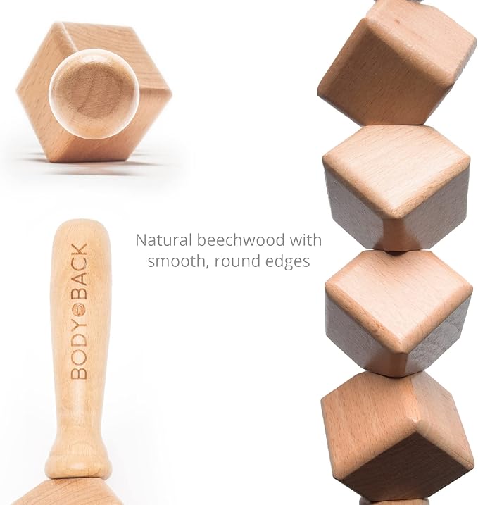 Body Back Foot and Body Roller Bundle - Wooden Foot Massager and Body Roller for Plantar Fasciitis, Cellulite Reduction, and Stress Relief