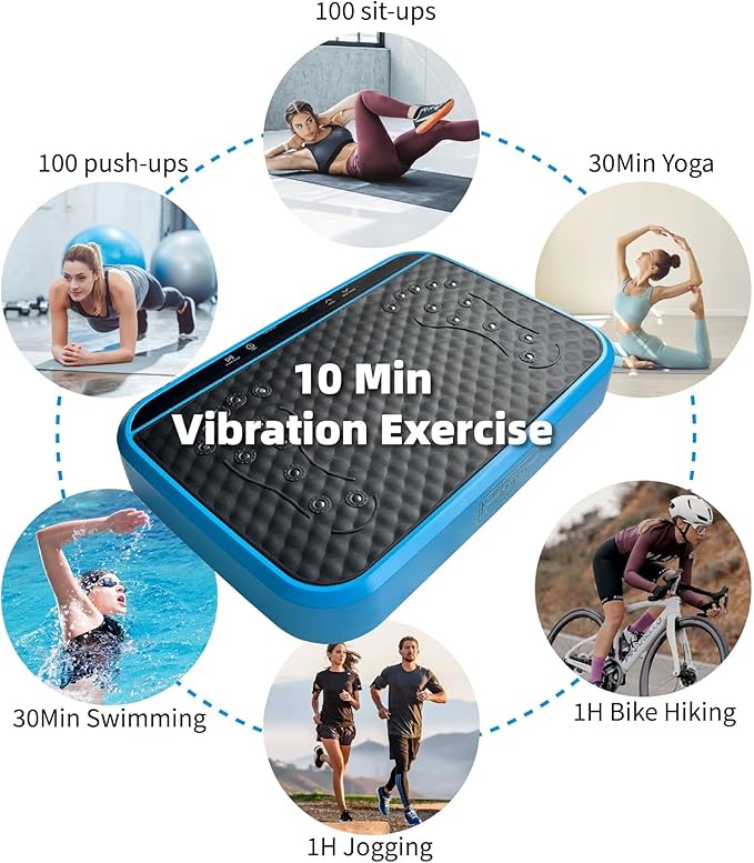 Vibration Plate Machine with Resistance Bands and Remote Control 125 Speed Levels 450LB Capacity Whole Body Oscillating Platform for Home Use