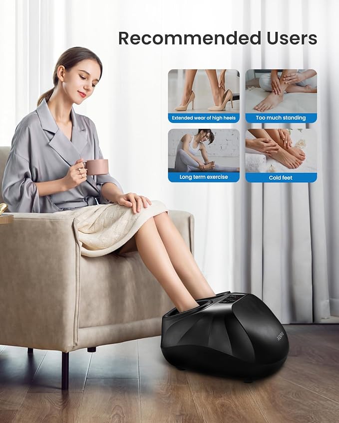RENPHO Foot Massager Machine with Heat [2026 Upgraded], Shiatsu Foot Massager for Neuropathy, Plantar Fasciitis Massager for Men Women, Up to Size 14, FSA Eligible HSA Store Eligible Massager, Black