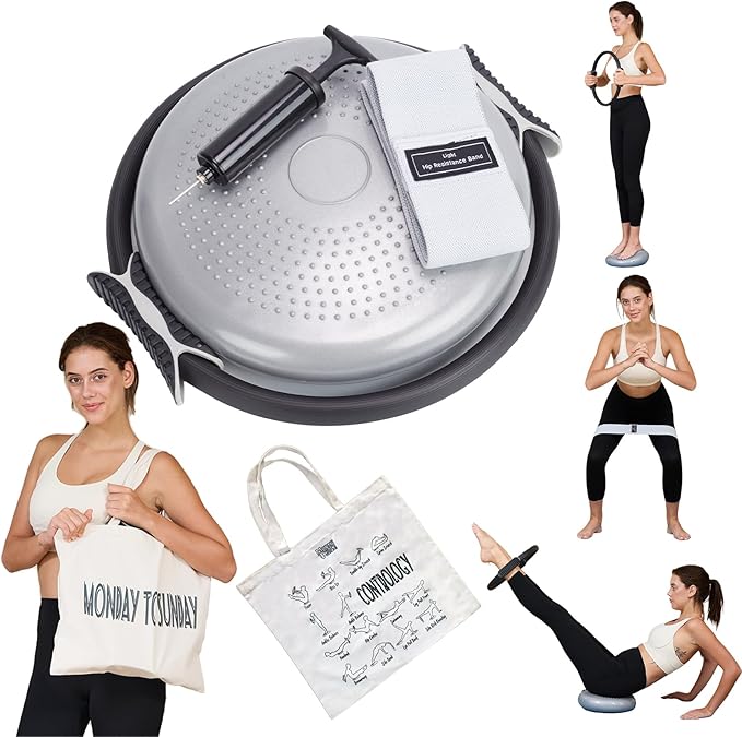 Better Me Pilates Kit with Pilates Ring Air Balance Pad Resistance Bands,Canvas Bag Storage with Guides, Balance Ball Fitness Circle Elastic Bands for Home Gym