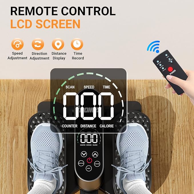 Under Desk Elliptical Machine, Electric Leg Exerciser for Seniors with 12 Adjustable Speeds, Auto & HR Modes, Portable Quiet Seated Pedal Exerciser with Remote Control