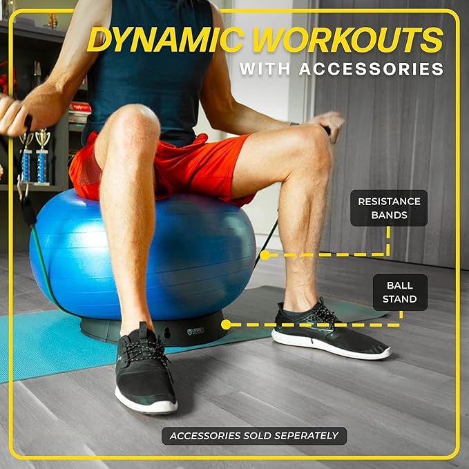 26 Inch Exercise Ball, Yoga Ball for Workout, Balance Stability, Fitness Ball for Office, Home, Gym, Balance Balls with Quick Pump