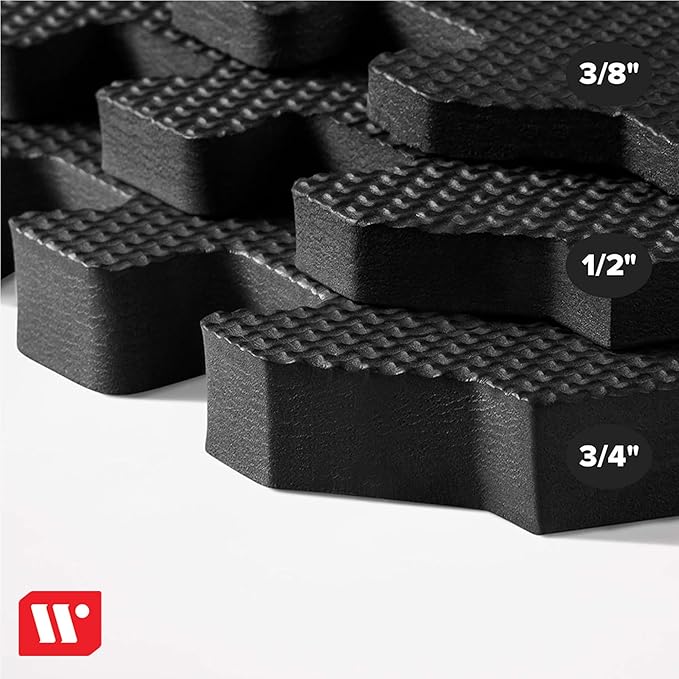 We Sell Mats 3/8" Thick Multipurpose EVA Foam Exercise Floor Mat, Interlocking Tiles, Anti-Fatigue for Home or Gym