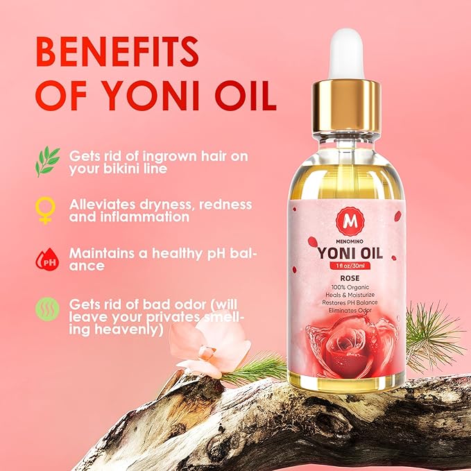 2 Pack Yoni Oil for Women - Organic Rose Feminine Oil, Feminine Deodorant - pH Balance - Eliminates Odor - Yoni Moisturizer, 100% Natural Yoni Essential Oil, 1 fl oz/pc (Rose)
