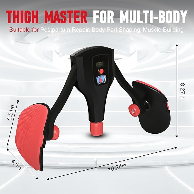 Thigh Master Inner Thigh Exerciser with Cordless Ball,0-132 lbs Adjustable Resistance Weights Trainer Workout Equipment,Pelvic Floor Muscle Exercise Devices for Men and Women