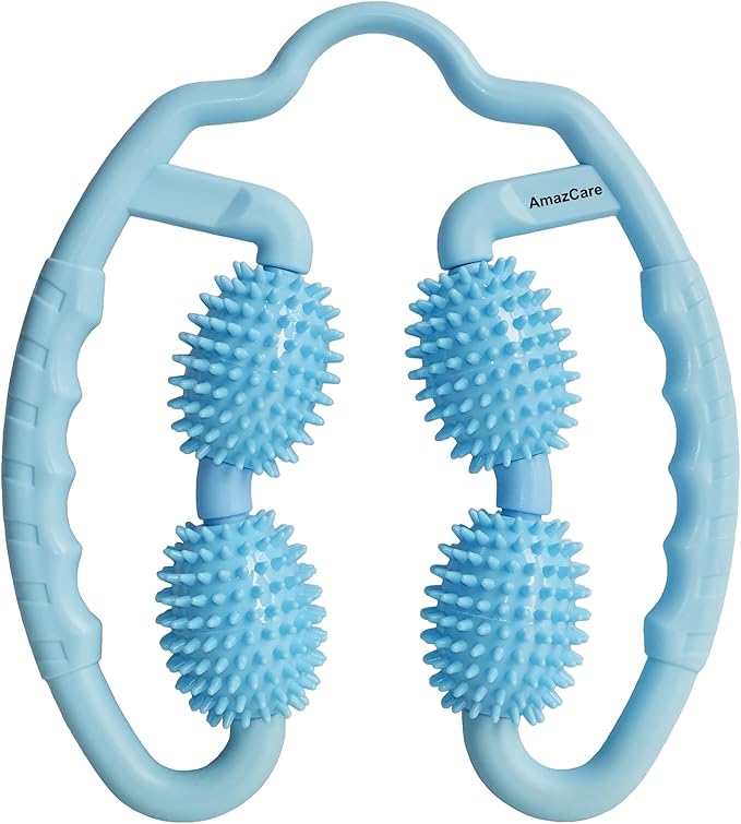 Cellulite Massage Tool Leg Roller. Lymphatic Drainage Massager Muscle Roller with Spiky Balls for Thigh Calf Arm Back Buttock. Fascia Blaster for Circulation Deep Tissue Pain Relief Recovery (Blue)