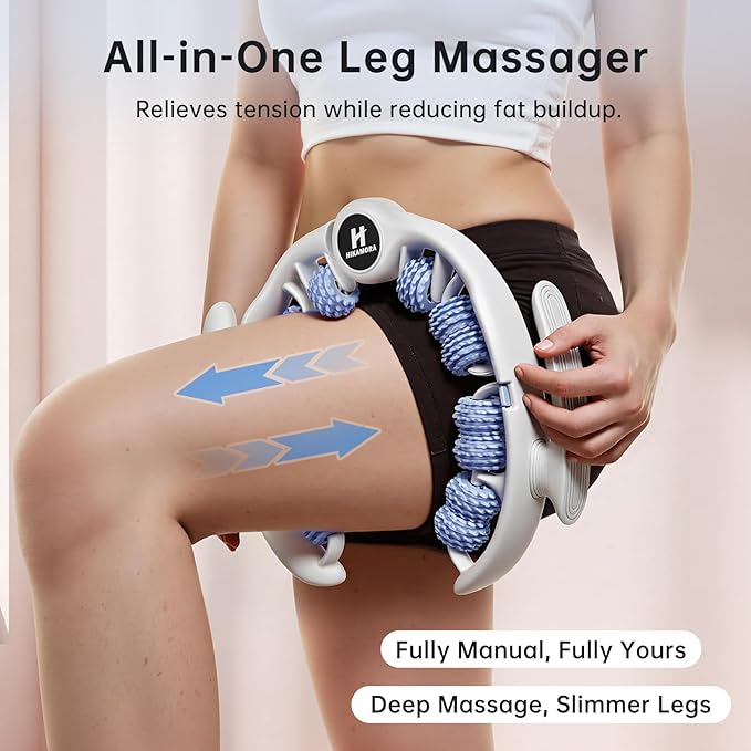 Cellulite Massage Tool, Manual Cellulite Roller, Contoured & Smoother Skin, Relieve Leg Muscle Soreness, Dimpled Skin Removal, Legs/Thighs/Buttocks, Anti-Cellulite Roller (Blue)
