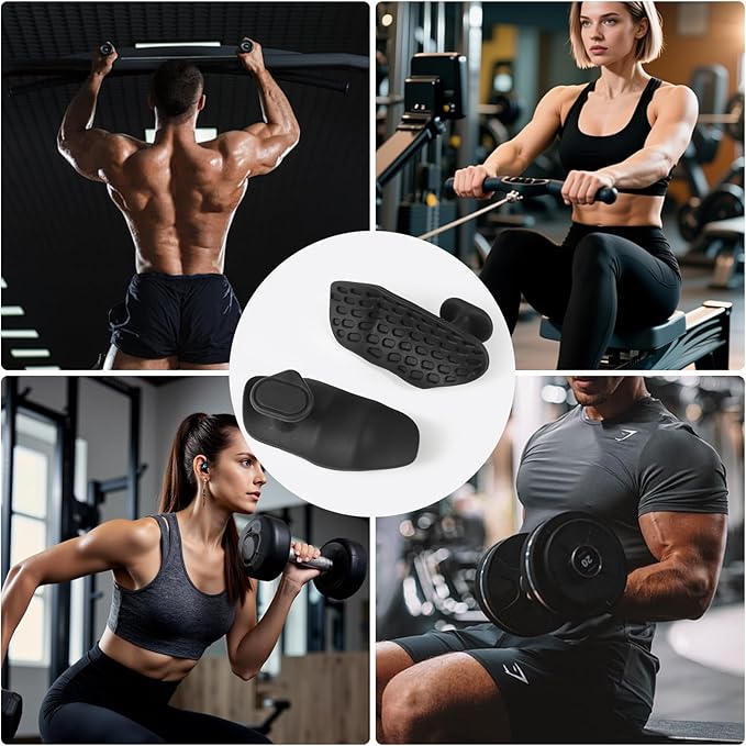 Gym Grips for Men and Women, Non-Slip Rubber Grips for Deadlifts, Rows and Pull-ups, Protect Palms Suitable, Rypt Grip and Lifting Grips. Black