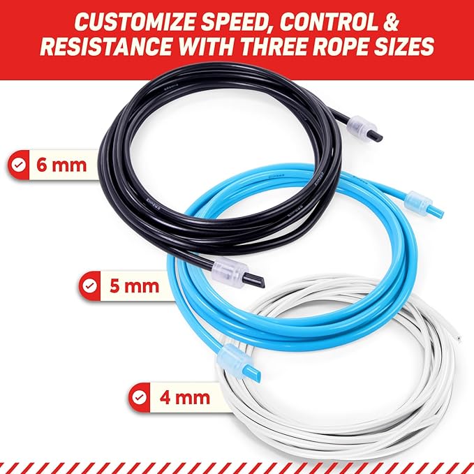 Elite Jumps Adjustable Jump Rope – 6mm PVC Training Rope for Fitness & Cardio | Indoor/Outdoor Skipping Rope with Unbreakable Handles, Non-Kinking Cord & Smooth Rotation for Boxing & Strength