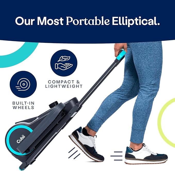Cubii GO Under Desk Elliptical Bike, Portable Low Impact Leg Exerciser for Home and Office | Compact Exercise Machine with 10 Resistance Levels, LCD Display & App Tracking