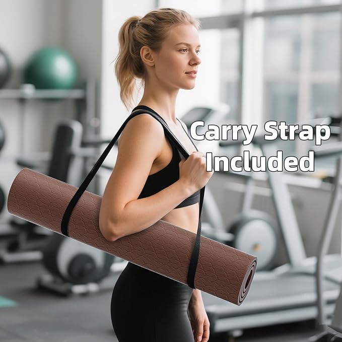 ILILI Yoga Mat, 72x25×0.3 Inch, TPE Exercise Mat, Tear-Resistant, Fitness Yoga Mat with Carrying Strap, Ideal for Yoga, Pilates, Home Workouts, Stretching & All Fitness Routines