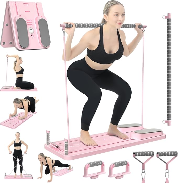 Pilates Board - Pilates Reformer Set, Multi-Purpose Foldable Pilates Reformer Board for Home,11 in 1 Pilates Equipment