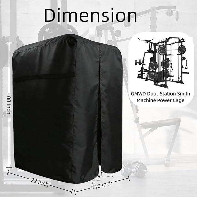 Gym Rack Cover with Waterproof Zipper, Protective Cover for Squat Rack/Weight Lifting Rack/Home Gym Workout Equipment-Indoor or Outdoor