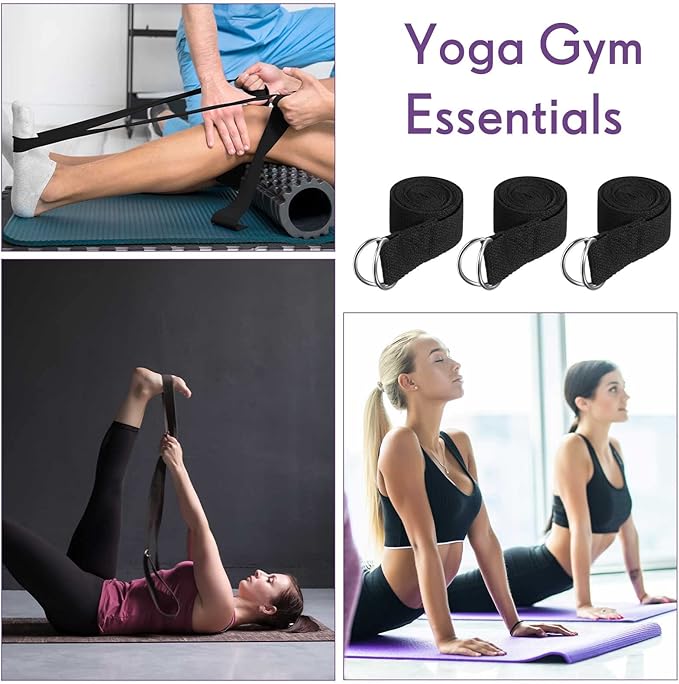Jerify Yoga Strap for Stretching Bulk 6ft Exercise Stretch Band with Metal D Ring Adjustable Pilates Non Elastic Yoga Belt for Women Men Physical Fitness Gym Workout Dance