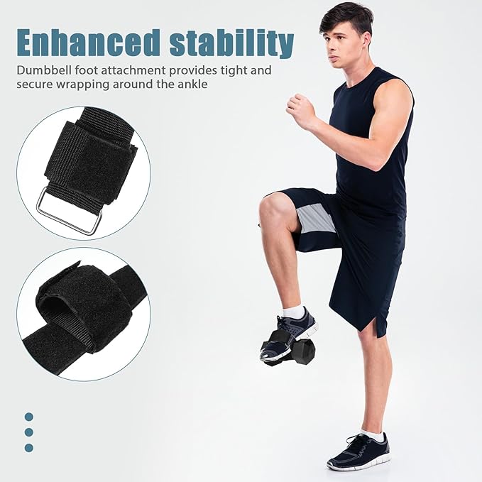 Veemoon 2 Pcs Adjustable Ankle Straps,dumbbell Foot Attachment Straps Gym Equipment for Leg Strength Training Home Gym Accessories