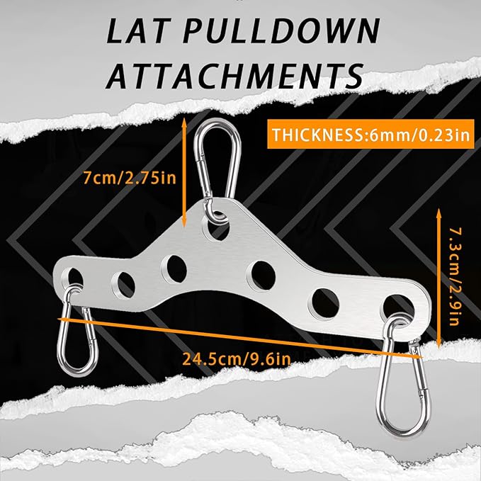 J Bryant Stainless Steel Double to Single Pulley Adaptor Plate for Cable Machine – Fitness Dual Pulley Connector with 3 Carabiners for LAT Pulldown, Triceps Pushdown, and T Bar Row Accessories