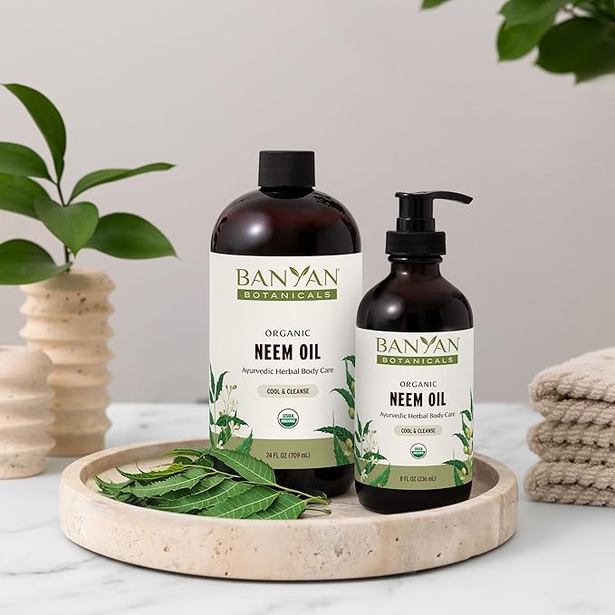 Banyan Botanicals Organic Neem Oil – Cooling & Soothing Ayurvedic Neem Oil – Supports Healthy Radiant Skin – 8 oz. – Non-GMO Sustainably Sourced Abhyanga Massage Oil