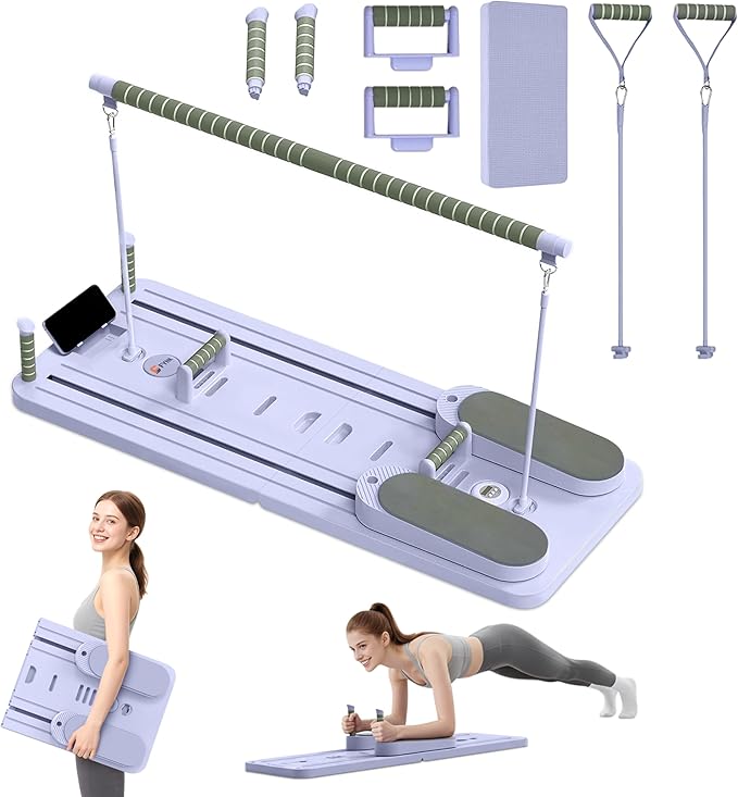 Pilates Board - Upgraded Foldable Pilates Reformer Set for Home Workout | Multifunctional Portable Reformer Pilates Machine