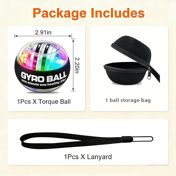 2026 Upgraded Torque Ball Wrist Exerciser, Auto-Start Gyroscopic Forearm & Hand Strength Trainer, Resistance Training Tool