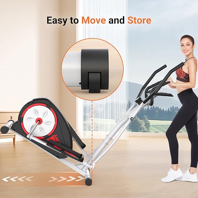 ANCHEER Elliptical Exercise Machine, Elliptical Trainer for Home Gym Exercise Equipment 500Lbs Max Weight Ultra-Silent Elliptical Machine, 14 & 8 Resistance Levels