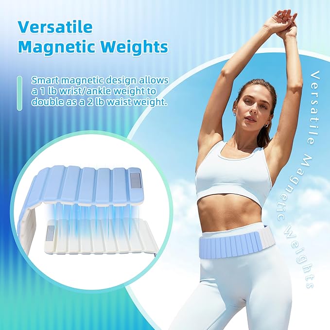 Wrist Weights Ankle Weights for Women 1 Pair (1.1 lb/2.2 lb Each) Silicone Magnetic Leg Arm Weighted Bracelet for Home Yoga Pilates Gym Workout Walking Jogging