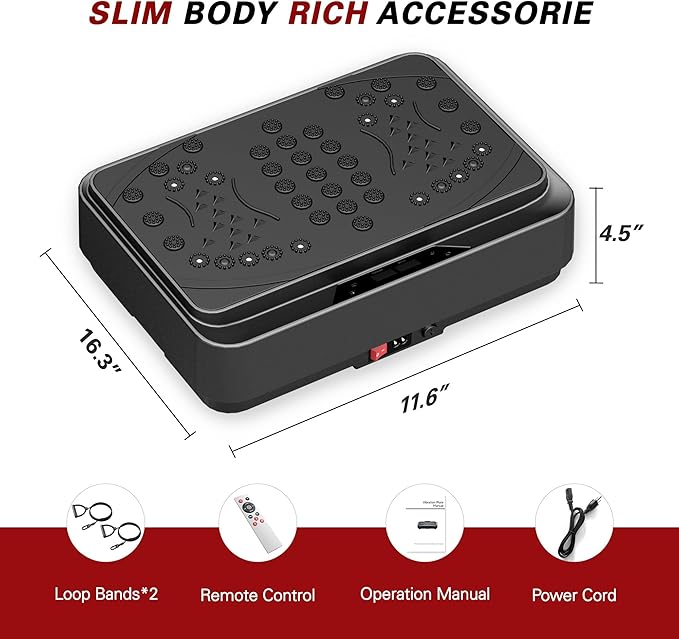 Vibration Plate Machine with Resistance Bands, 99 Speed Levels, 450LBS Capacity, Remote Control , Full Body Workout for Weight Loss & Lymphatic Drainage