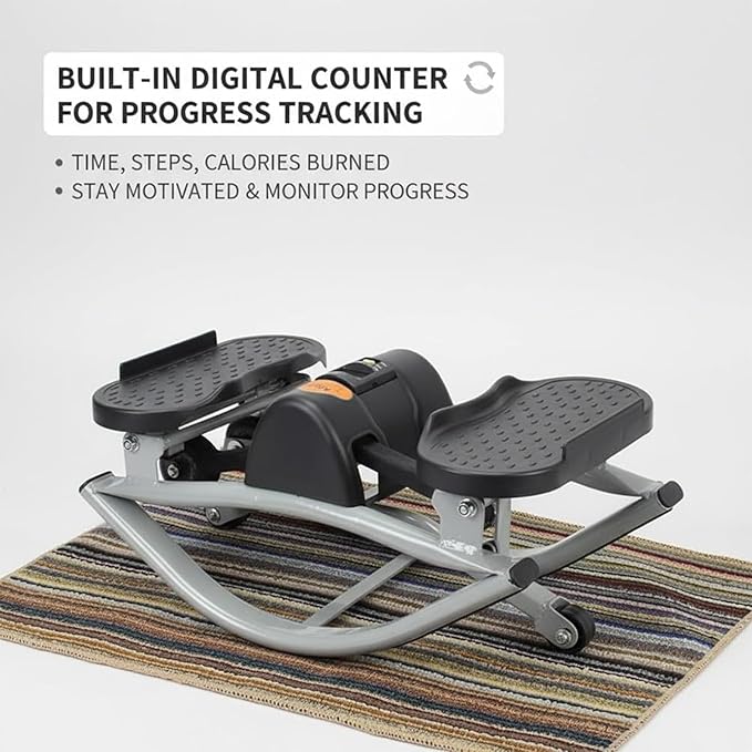 Rocking Stepper Side to Side, Lateral Rocking Fitness Stepper Home Workout Machine with Resistance Band, Home Workout Machine with Digital Display & Track Time, for Legs, Glutes, Abs