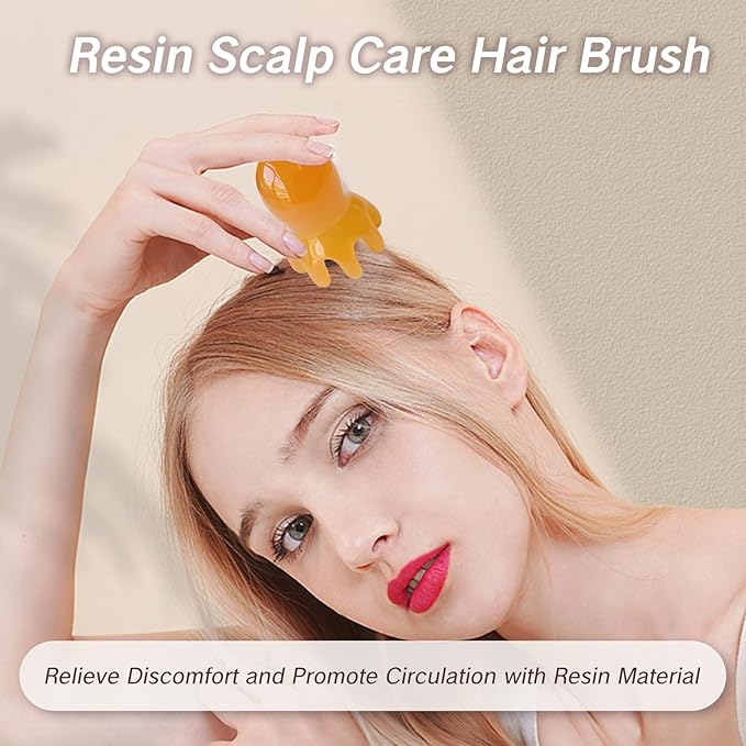 NIIIYTYB 2Pcs Head Massage Tool Scalp Massage Tools Hair Comb Scalp Scraper Tool Chinese Head Spa Tools for Deep Relaxation Massager Tool Full Body 8 Legged Acupressure Massager Yellow