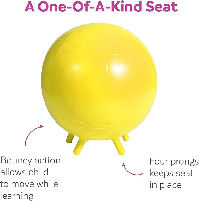 Fun & Function - Chair Ball - Yoga Ball Chair for Kids - Flexible Seating for Classroom, Elementary & Middle School - Wiggle Chair for Kids - Yellow - 25" - Child Ball Seat