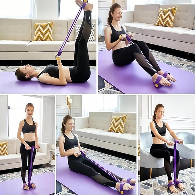 Fashion Puller Exercise, 8 Tube Pedal Resistance Device, Detachable and Adjustable Pedal Resistance Device, Multifunction Tension Rope Fitness Resistance Bands for Abdomen/Waist/Arm/Leg