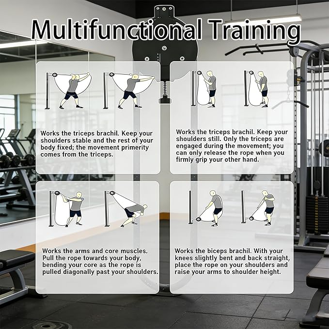 Resistance Trainer Machine for Full Body Workout, Featuring a Suspension Endless Rope Pulley Device, Home Gym Equipment for Arms, Back, and Grip