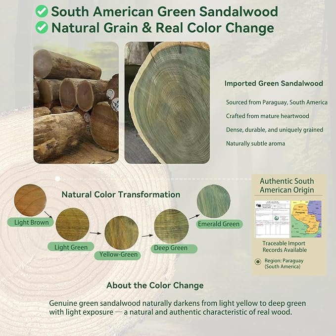 Natural Green Sandalwood Gua Sha Comb – Wooden Face, Scalp & Body Massage Tool, Multi-Point Manual Trigger & Pressure Point Massager, Travel-Size Relaxation & Self-Care Gift for Women & Men