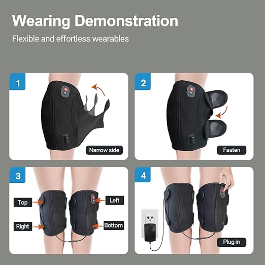 CooCoCo FSA Eligible HSA Knee Massager with Heat, Knee Pain Relief, Knee Heating Pad, Electric Heated Knee Brace with 2 Heating Levels, 5 Vibration Modes, 4pcs 5''x9'' Cold Packs