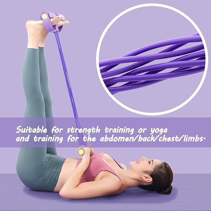 Pedal Resistance Band with Handle Multifunction Pedal Resistance Band Upgrade 6/8/10 Tubes Manual Tension Training Pedal Natural Rubber Foot Pedal Resistance Bands