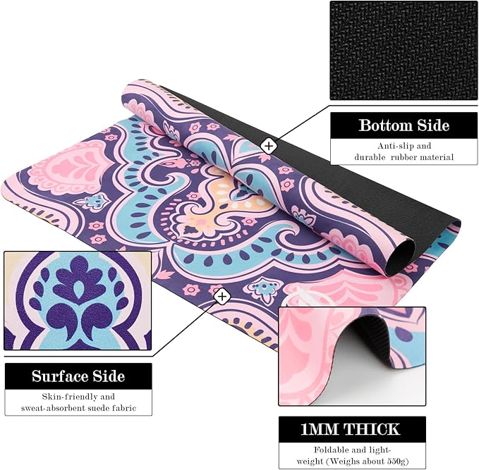Pilates Reformer Machine Mat, Non Slip Foldable Washable Mat for Gym Fitness, Pink