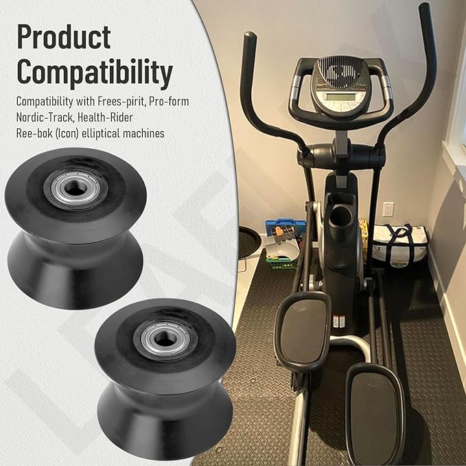 2 Pcs 238880 Elliptical Machine Replacement Leg Roller Compatible with Free-Spirit, Ree-bok (Icon) Models, It Can Reduce Friction, Improve The Smooth Mobility of The Pedal and Enhance Stability