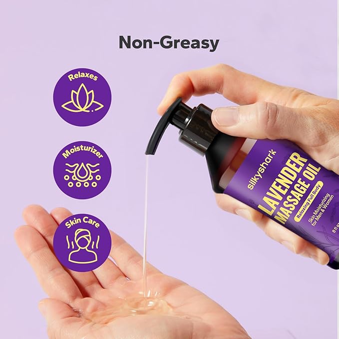 Lavender Massage Oil (8 Fl Oz), Aromatherapy Massage Oil, Lavender Bliss Massage Oil, Natural Relaxation for Mind and Body