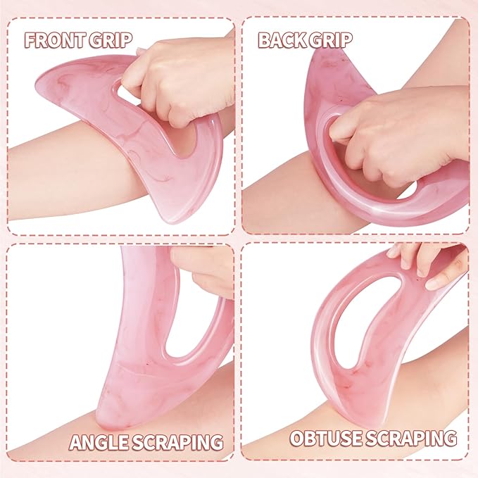 Professional Gua Sha Massage Tool for Body Contouring & Anti-Cellulite, Large Resin Lymphatic Drainage Board with Dual-Sided Design - Face and Back Massager for Women/Men, Home Spa Care(Pink)