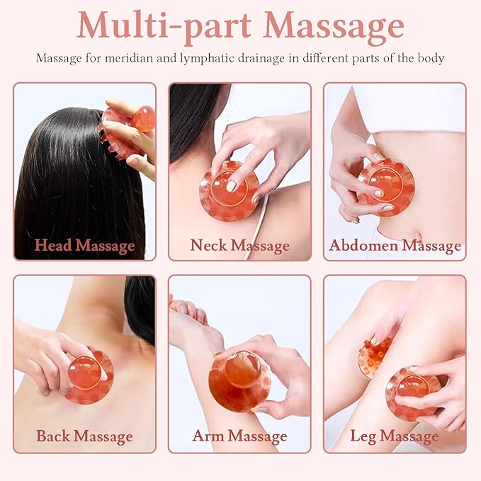 GSHOW Scalp Massage Tool - 21 Long Rounded Teeth Resin Manual Handheld Massager for Lymphatic Drainage & Cellulite Massage - Full-Body Gua Sha Comb for Men Women