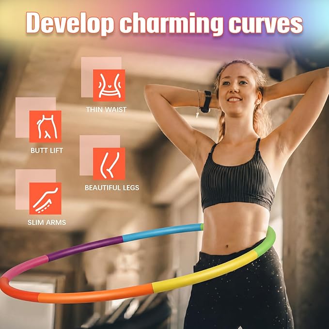 Exercise Fitness Hoop for Women 37 Inch Removable Adjustable Weighted Hoop Suitable for Adult Weight Loss and Home Fat Burning Exercise Workouts Gym