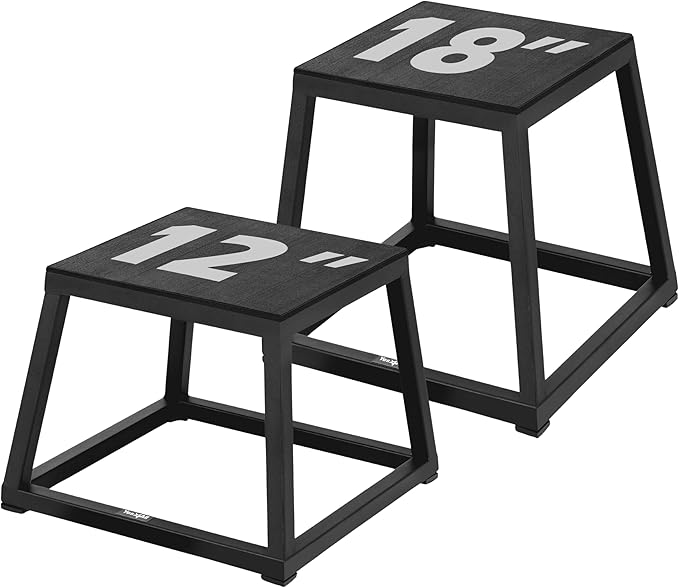 Yes4All Metal Plyometric Box with 550lbs Capacity, Pre-Assembled, Plyo Jump Platform, Step Up Box for Workout Home Gym