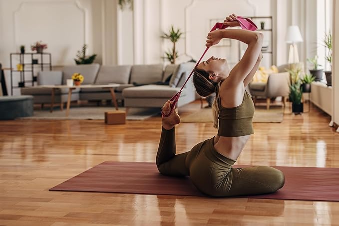 Everyday Yoga Strap with Metal D-Ring - Durable Stretching Strap for Yoga, Pilates, Flexibility & Physical Therapy (6ft, 8ft, 10ft)