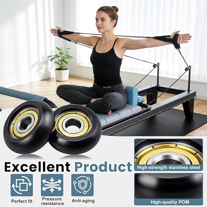Replacement Roller Wheels for Aero Pilates Reformer - 32mm POM Wheels, Smooth Quiet Glide, Aero Pilates Machine Replacement Parts (4-Pack)