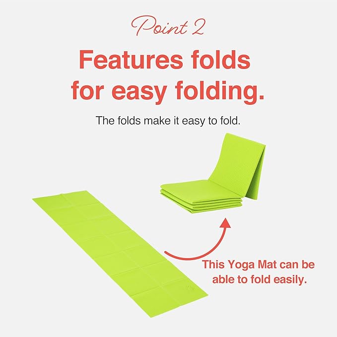 Primasole Folding Yoga Travel Pilates Mat Foldable Easy to Carry to Class Beach Park Tear resistant Travel Picnics 4mm Thick 9 Colors