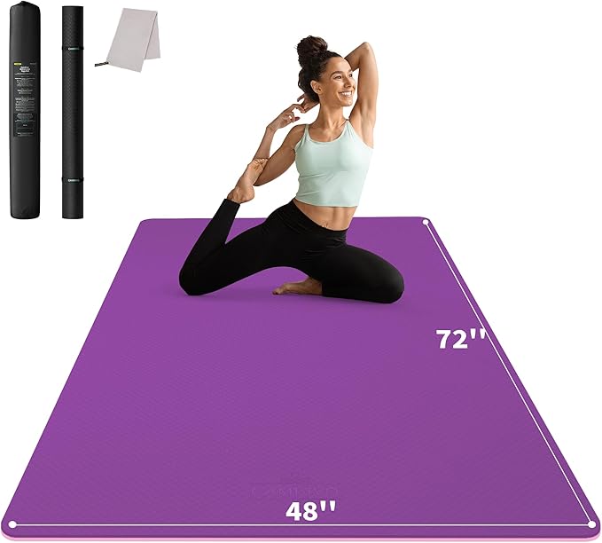CAMBIVO Large Yoga Mat (6'x 4'), Extra Wide Workout Mat for Men and Women, 0.24''/0.32''/0.4''/0.48'' Thick Exercise Fitness TPE Mat for Home Gym, Yoga, Pilates, Workout (Barefoot Exercise)