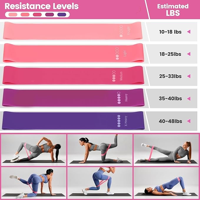 JITUIHOM Home Pilates Essentials Kit for Women - Complete Pink Equipment Set with 9 Inch Yoga Ball, Figure 8 Resistance Band, Bands & Accessories, Ring for Beginners Workouts