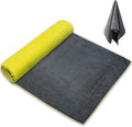 Yoga Mat Towel with Hand Towel, Extra Thick (600GSM) Soft Hot Yoga Towel, Non-Slip and Sweat Absorbent for Hot Yoga, Bikram, Pilates, and Fitness, 72" x 27.5", Dual-Color, Grey/Yellow