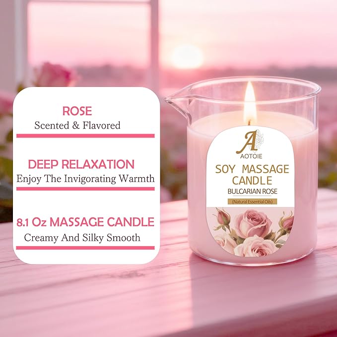 Warming Massage Candle 8.1 OZ for Relaxing and Skin Moisturizing, Massage Oil Candles Scented Candles for Couples, Romantic Gift Scented Candles for Home SPA