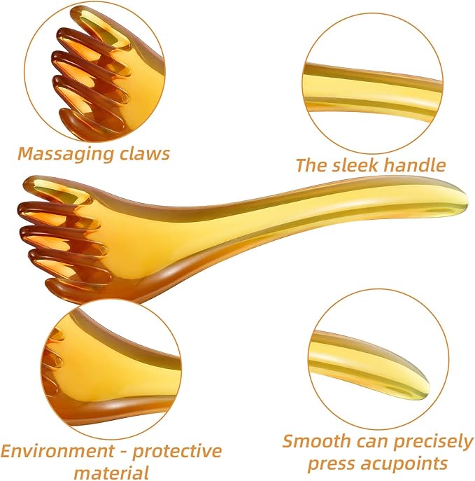 Scalp Massage Tools, 2 Pack Head Spa Gua Sha Tools, Head Massages Comb, Men & Women, Portable Resin SPA Tool for Soothing Heads Massage (Amber)